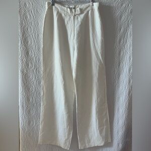 JILLIAN JONES Linen Blend Wide Leg High Waist Trouser Pants